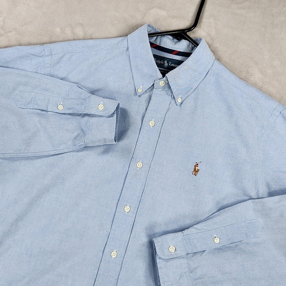 Ralph Lauren Shirt Mens Large Blue Oxford Long Sleeve Button Down Pony
